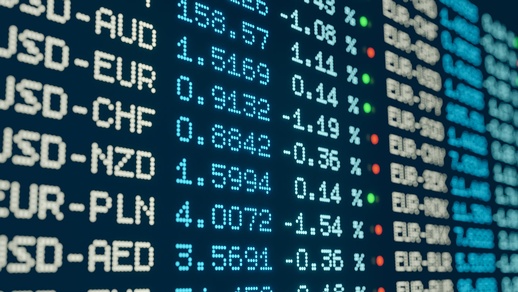 Absolute und prozentuale Veränderungen, grüne und rote Lichter zeigen die positive oder negative Veränderung im Vergleich zum Vortag. © Shutterstock