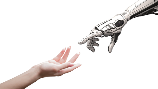 Roboter- und Menschenhand © Shutterstock