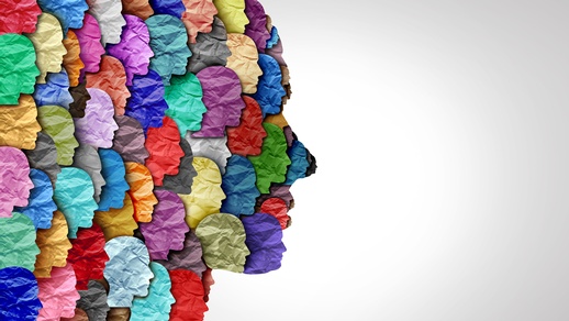 Illustration von Schizophrenie: Verschiedene Gesichter. © Shutterstock