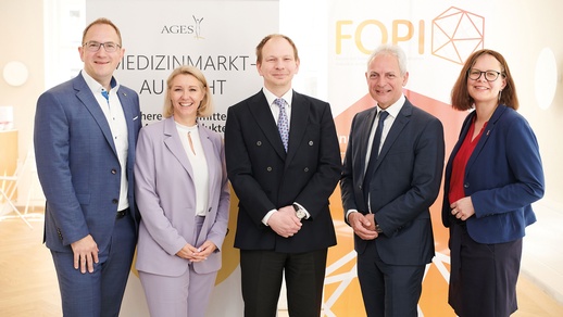 „Wir brauchen Innovation,” darin waren sich Dr. Michael Kreppel-Friedbichler, Dr. Ines Vancata (beide FOPI), Dr. Markus Zeitlinger, MedUni Wien, Dr. Günter Waxenecker (AGES) und Mag. Andrea Brunner, Aids Hilfe, einig. © FOPI - Forum der forschenden pharmazeutischen Industrie