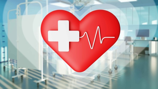 Ein Herz vor dem Hintergrund eines Raumes im Krankenhaus © Shutterstock