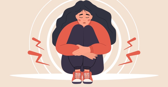 Illustration einer traurigen Frau mit Symptomen von PMS. © Shutterstock