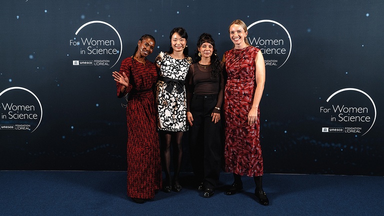 Die &bdquo;For Women in Science&ldquo;-Preistr&auml;gerinnen in &Ouml;sterreich 2026: Dr. Noreen Mukhwana Mutoro, Dr. Yi-Chien Tsai, Dr. Laura Manuela Torres Borda, Marina Schapfl, PhD. (v.&thinsp;l.) &copy; L&rsquo;Or&eacute;al Austria/Philipp Schulz