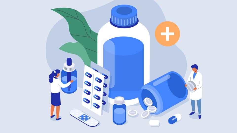 Illustration mit verschiedenen Arzneimitteln. © Shutterstock